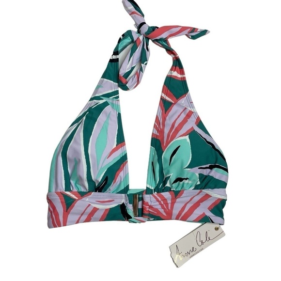 Anne Cole Other - Anne Cole Zesty Tropical Printed Ring Halter Bikini Top Small New